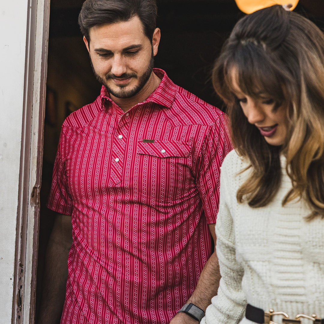 scarlet dress shirt Scarlet Fusion Short Sleeve Button Down Collared Shirt